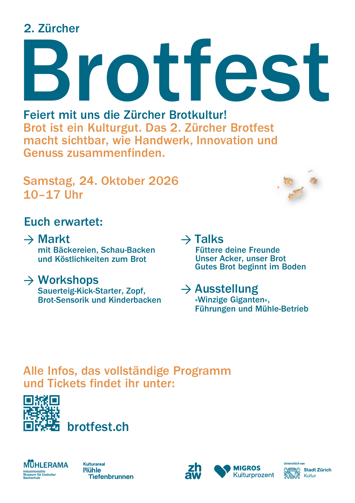 Programm des 2. Zürcher Brotfests am 24. Oktober 2026, 10–17 Uhr